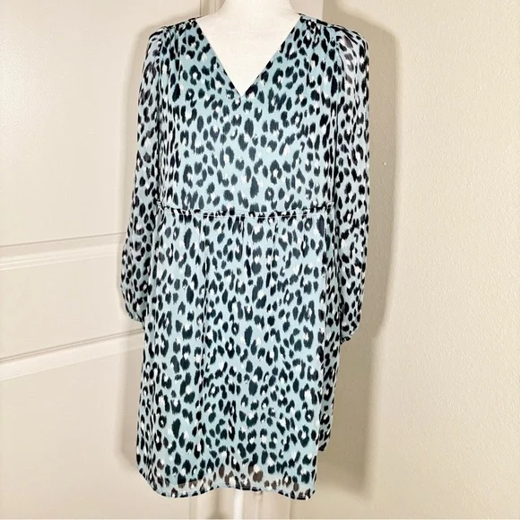 NWT LOFT Leopard Print Long Sleeve Dress Size Petite Small - Picture 2 of 6